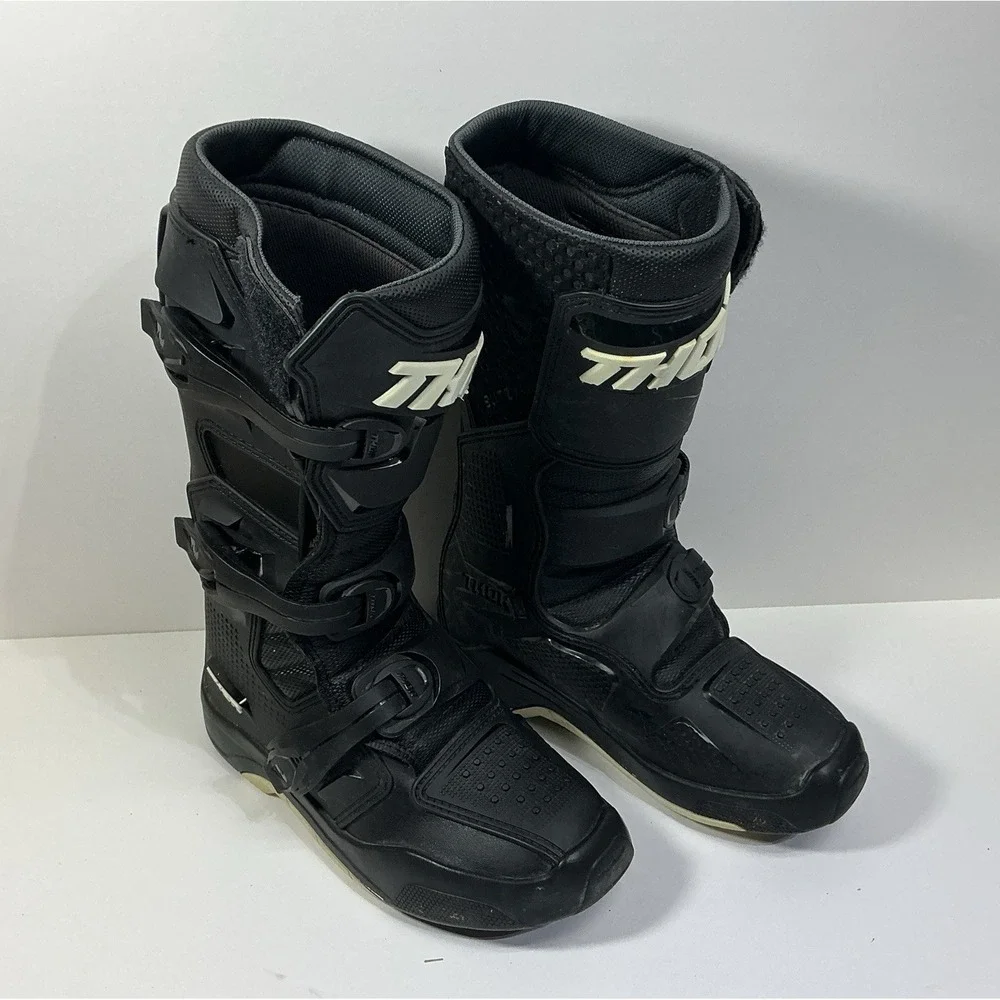 Thor Blitz XR Youth Size 4 Boots Black MX Motocross Off-Road Dirt Bike ATV